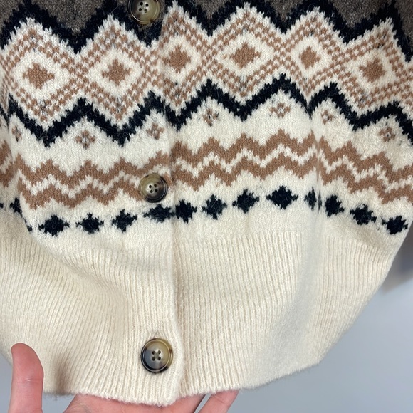 J. Crew Brown and Cream Fair Isle Cardigan - Picture 6 of 10